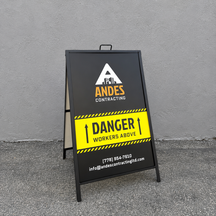 24" x 36" Black Metal A-Frame Sidewalk Sign Holder – Double Sided Outdoor Sandwich Board
