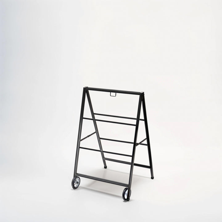 Black Metal A-Frame Sign with Wheels – Portable Sidewalk Sign for Outdoor Advertising