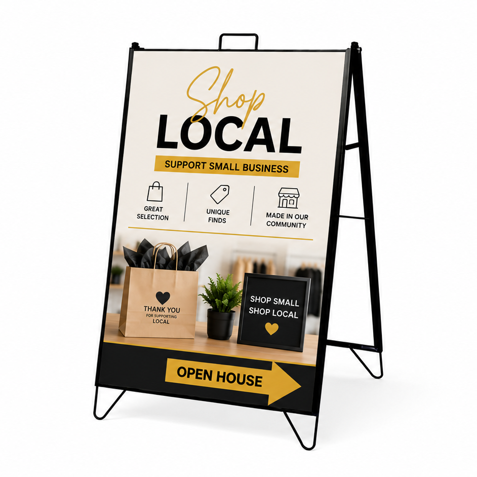 Lightweight Metal A-Frame Sidewalk Sign Holder | Double-Sided 24x32 Sandwich Board – Indoor & Outdoor Use