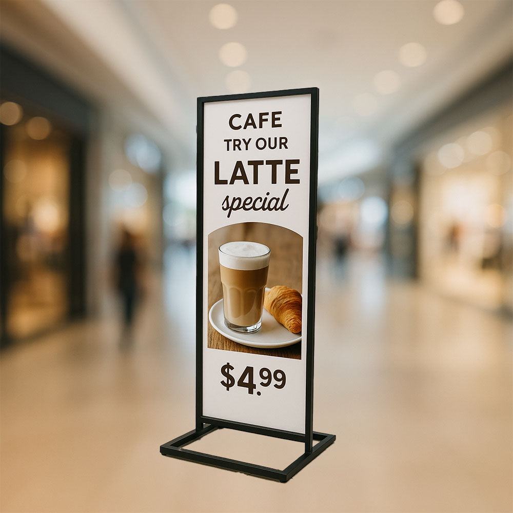 Black Metal Floor Poster Stand – Sturdy Sign Holder for Retail, Events & Displays