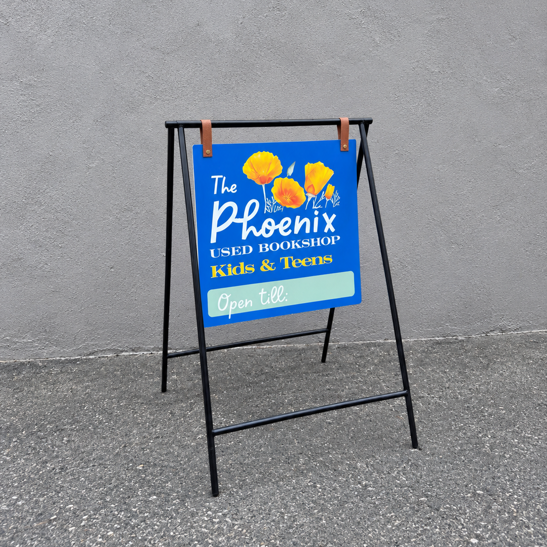 Small Metal A-Frame Sidewalk Sign with PVC Panel 15.75"W x 16"H – Durable Outdoor Advertising Sign