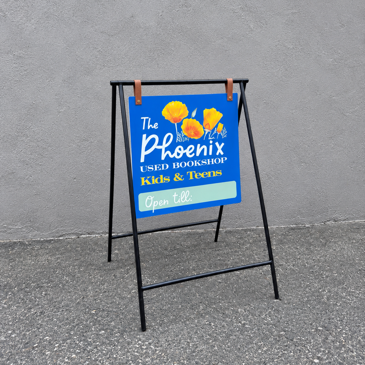 Small Metal A-Frame Sidewalk Sign with PVC Panel 15.75"W x 16"H – Durable Outdoor Advertising Sign