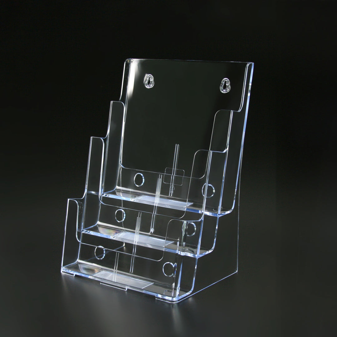 3-Bay Countertop Brochure Holder – Acrylic Literature Display for 8.5" x 11" Documents – Compact Design (9.25" W x 13.25" H x 7" D)