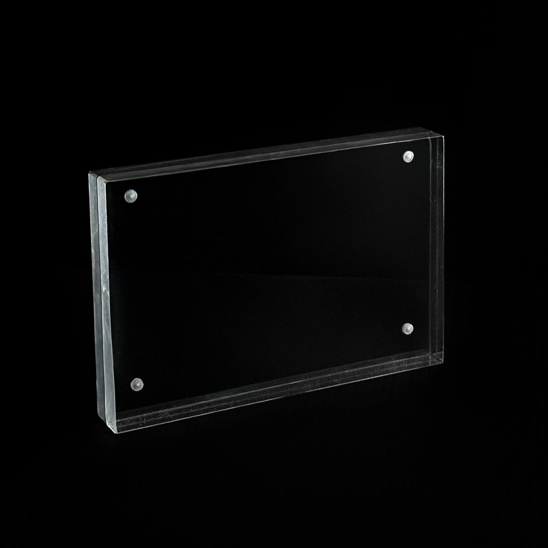 Magnetic Clear Acrylic Block Sign Holder 4"W x 2¾"H (2pcs)- CTS0191