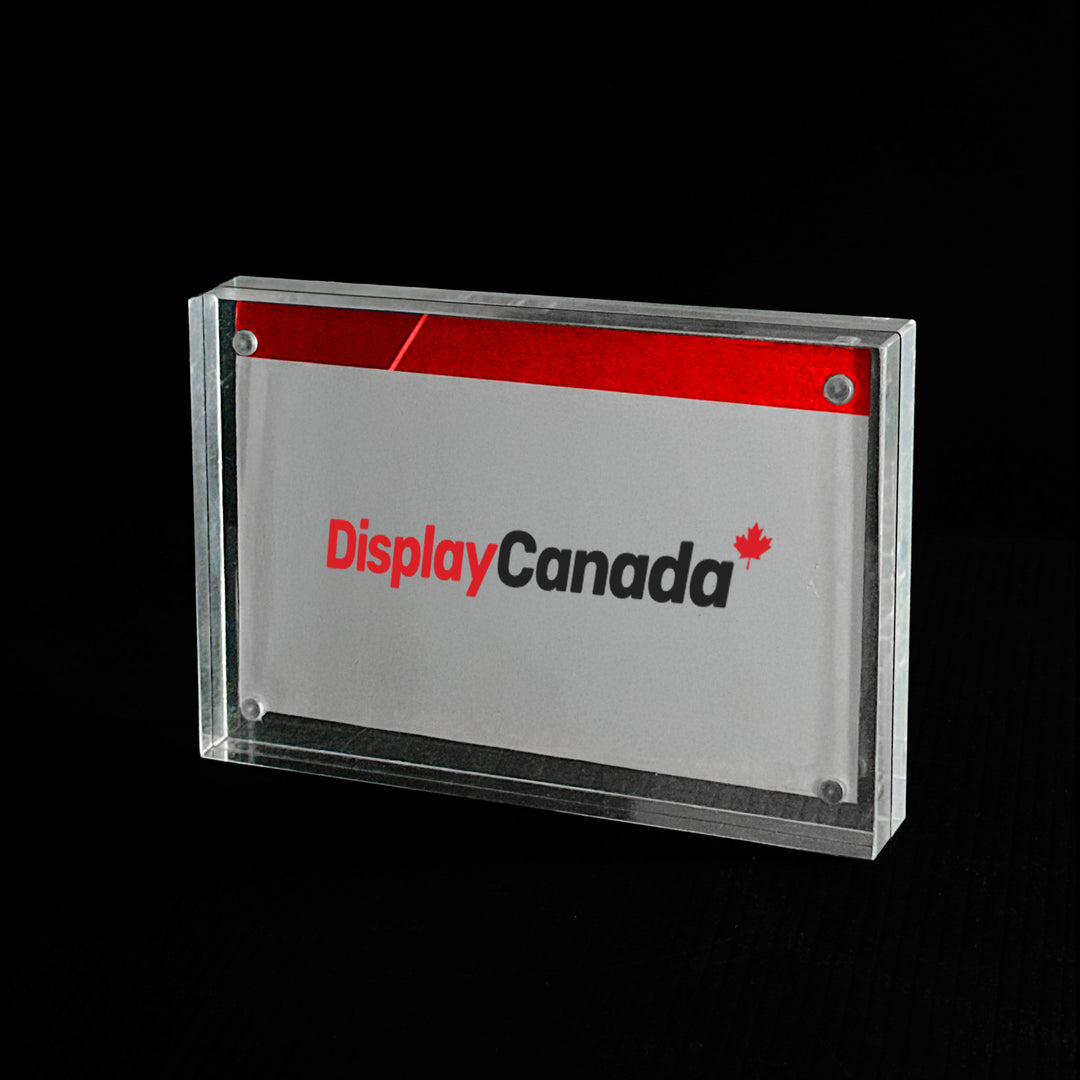 Magnetic Clear Acrylic Block Sign Holder 4"W x 2¾"H (2pcs)- CTS0191