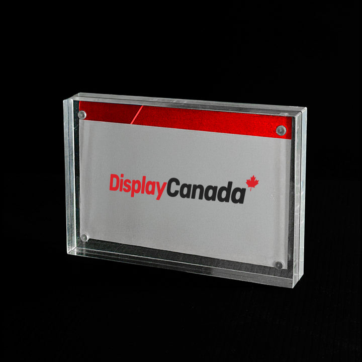 Magnetic Clear Acrylic Block Sign Holder 4"W x 2¾"H (2pcs)- CTS0191