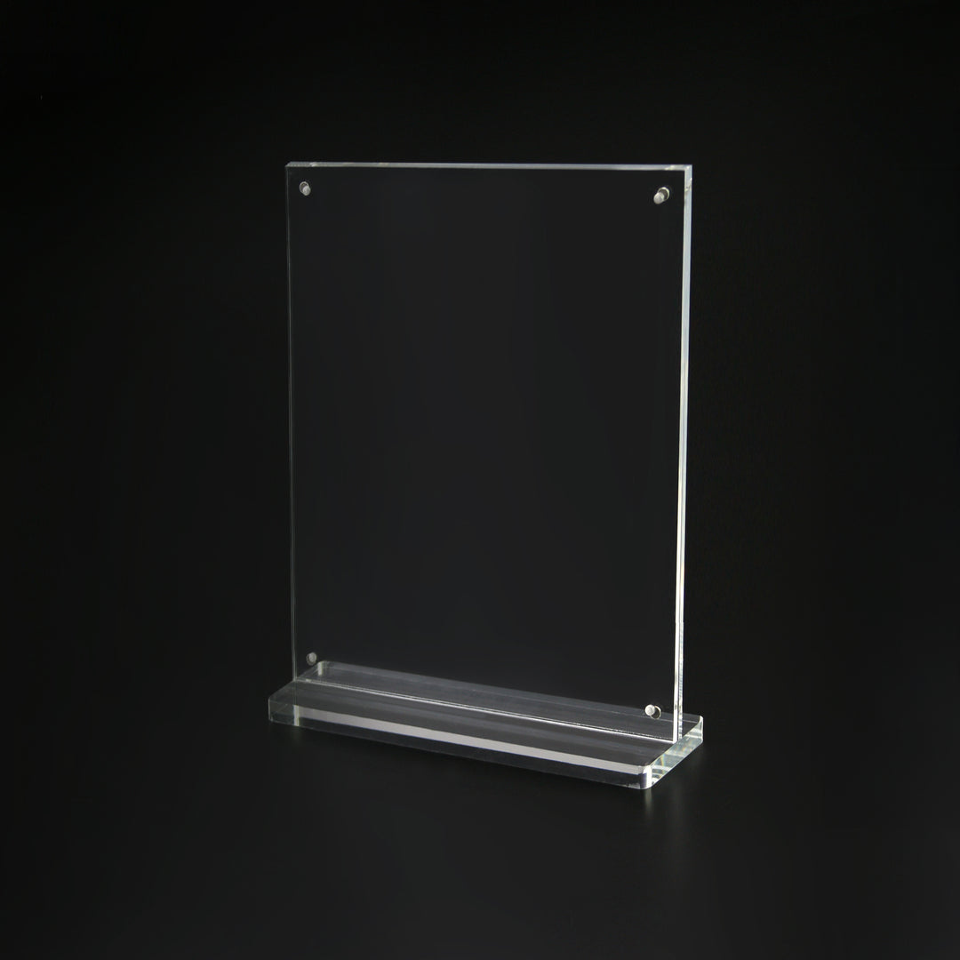 Magnetic Clear Acrylic Sign Holder 4" x 6" – Desktop Display Stand for Menus, Signs & Promotional Materials (2pcs) - CTS0196