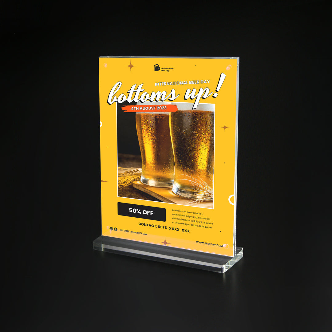 Magnetic Clear Acrylic Sign Holder 4" x 6" – Desktop Display Stand for Menus, Signs & Promotional Materials (2pcs) - CTS0196