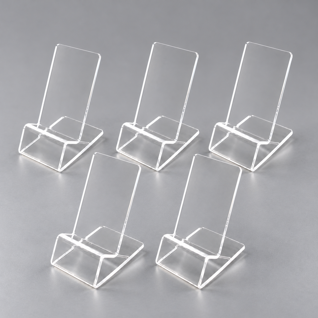 Clear Acrylic Countertop Display Easel – Small Retail Product Stand (5 Pack)