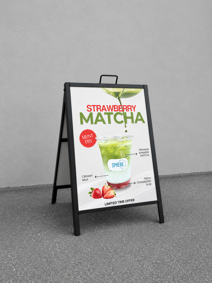 A-Frame 18x24 Black Metal Sidewalk Sign – Durable Outdoor Advertising Display
