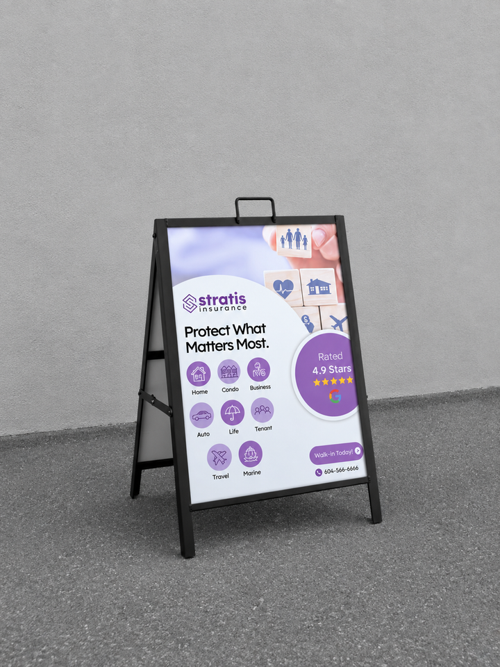 A-Frame 18x24 Black Metal Sidewalk Sign – Durable Outdoor Advertising Display