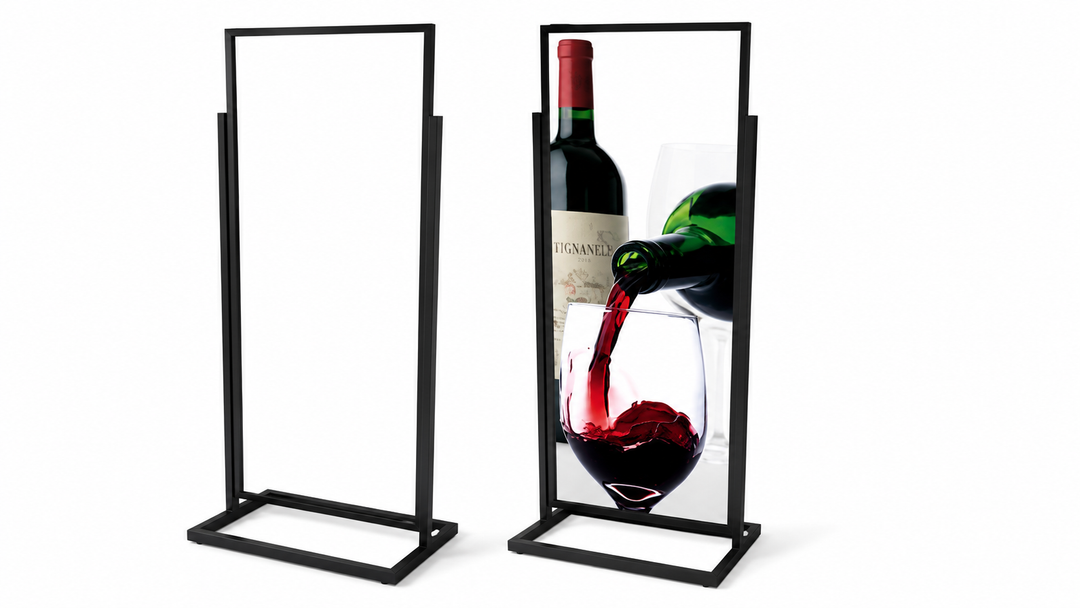 Single-Tier Floor Standing Sign Holder – 22” x 56” (Insert Size) Double-Sided Poster Display Stand, Heavy-Duty Metal Frame
