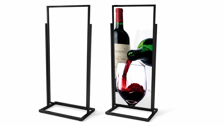 Single-Tier Floor Standing Sign Holder – 22” x 56” (Insert Size) Double-Sided Poster Display Stand, Heavy-Duty Metal Frame
