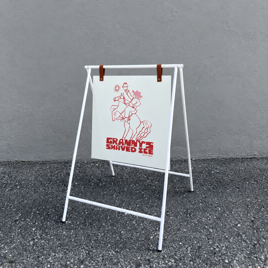 Small Metal Swing A-Frame Sidewalk Sign with 15.75″ × 16″ PVC Panel