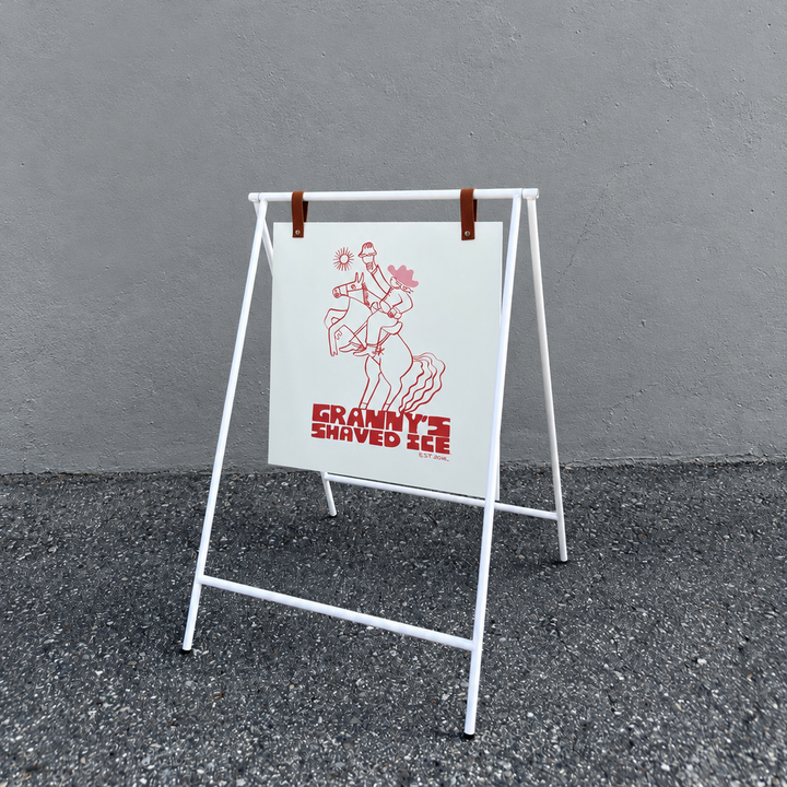 Small Metal Swing A-Frame Sidewalk Sign with 15.75″ × 16″ PVC Panel