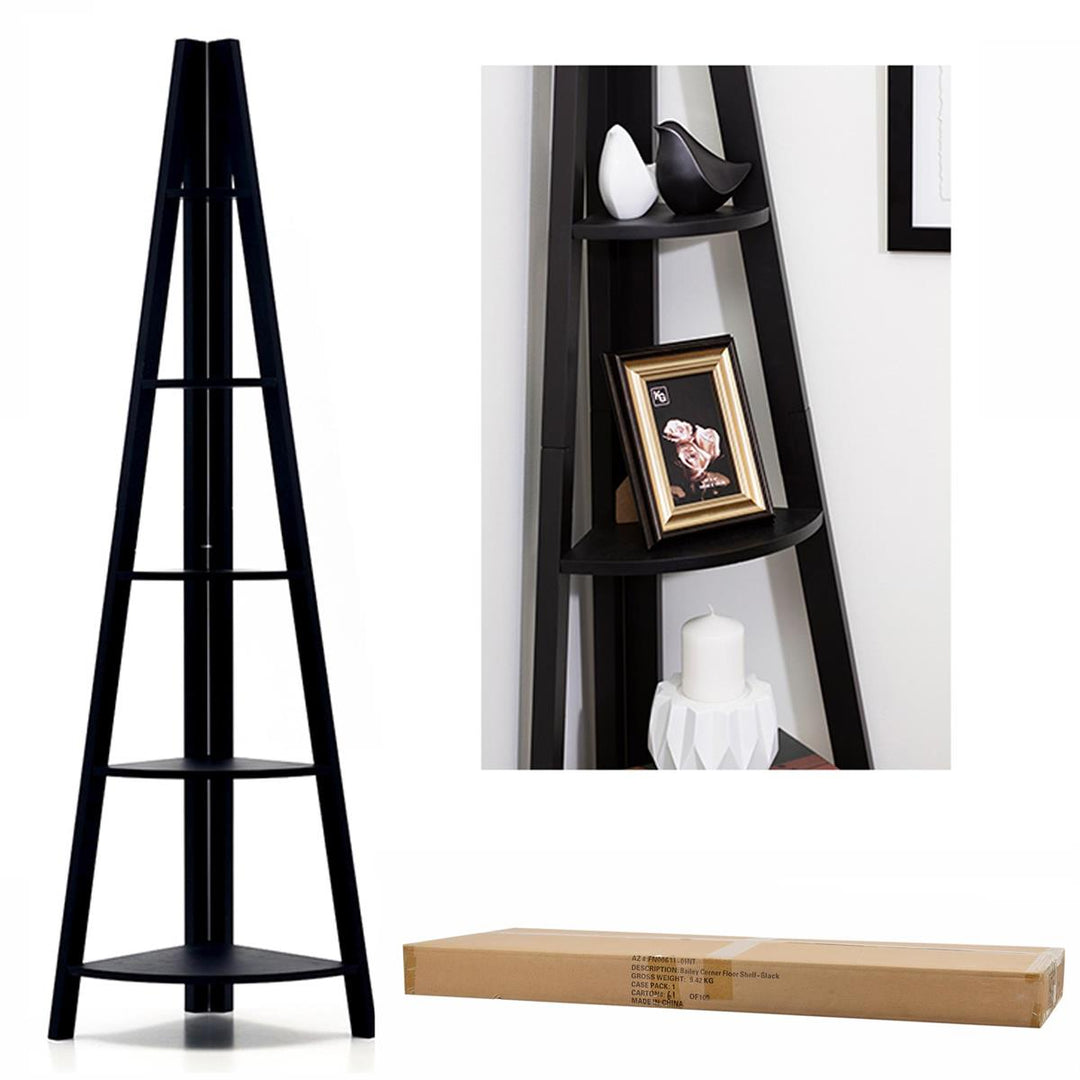 KG Bailey Corner Floor Shelf – Space-Saving Black Storage Shelf for Small Spaces & Home Organization
