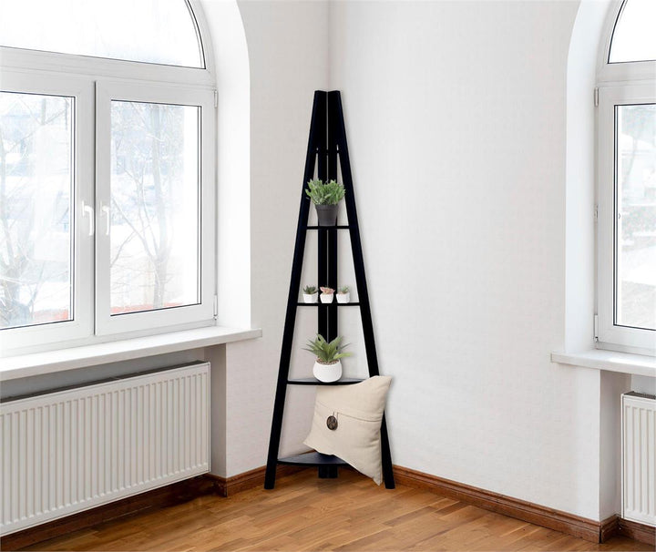 KG Bailey Corner Floor Shelf – Space-Saving Black Storage Shelf for Small Spaces & Home Organization