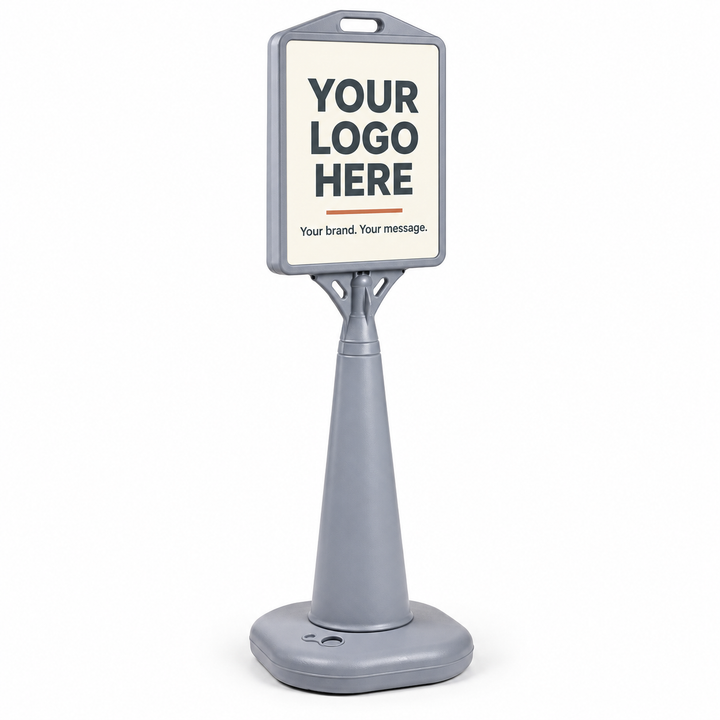 Plastic Floor Sign Stand with Fillable Base – 13″ × 15″ Display