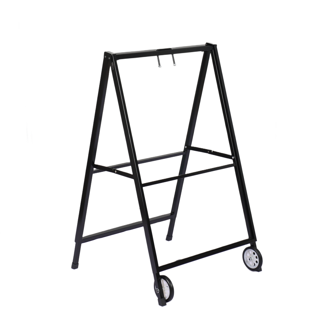 Black Metal A-Frame Sign with Wheels – Portable Sidewalk Sign for Outdoor Advertising