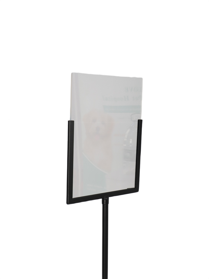 Black Frame Pedestal Sign Holder with Acrylic Face(10¾"W x 14"H ) - #FSH021PB