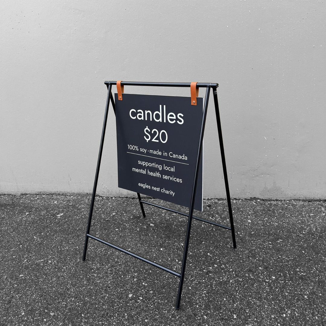 Small Metal A-Frame Sidewalk Sign with PVC Panel 15.75"W x 16"H – Durable Outdoor Advertising Sign
