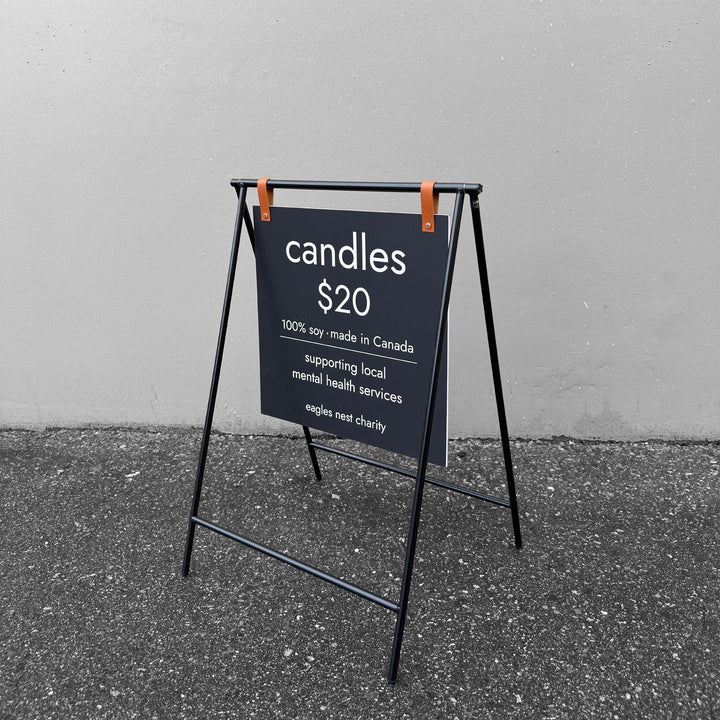 Small Metal A-Frame Sidewalk Sign with PVC Panel 15.75"W x 16"H – Durable Outdoor Advertising Sign