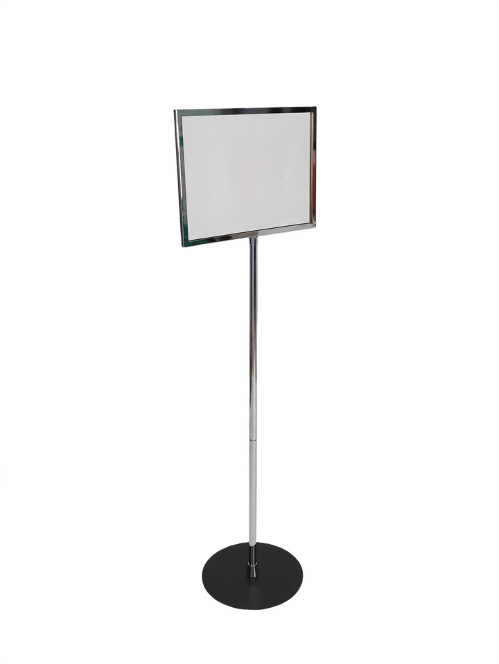 Metal Pedestal Chrome Frame Sign Holder (16"W x 12"H) - #FSH026