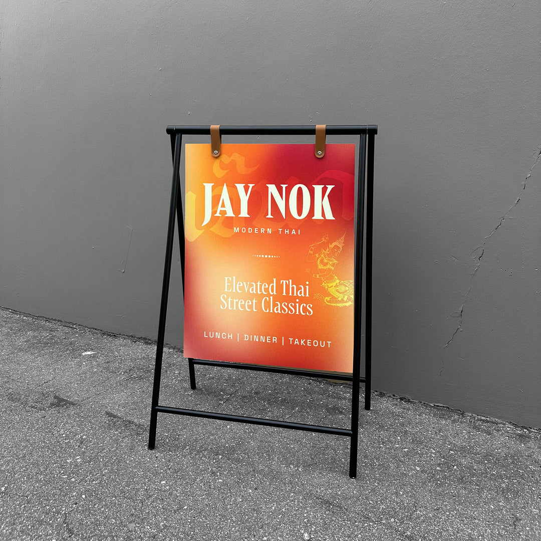 Metal Swing A-Frame Sidewalk Sign with PVC Panel – Durable Outdoor Advertising Sign