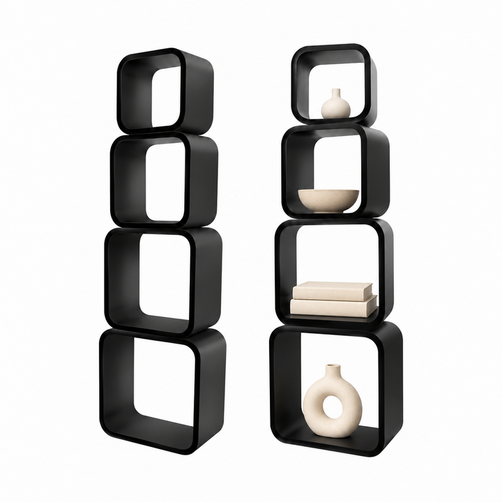 Square Wood Display Shelves – Set of 4 for Retail & Home