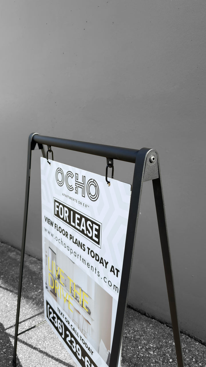 Metal Swing A-Frame Sidewalk Sign with Double Side Printing  20"W x 28"H  – Durable Outdoor Advertising Sign
