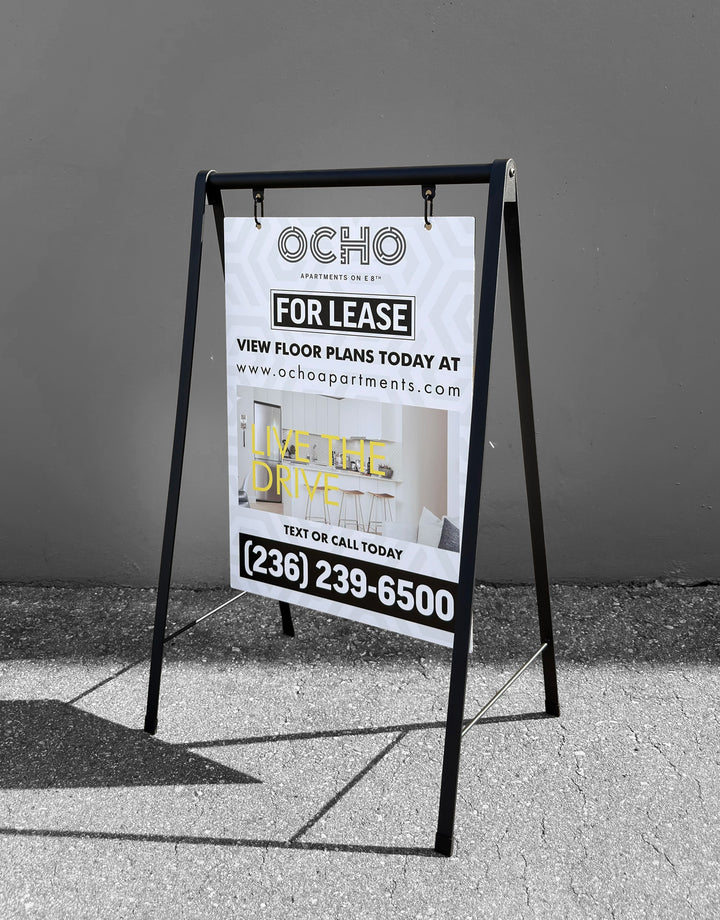 Metal Swing A-Frame Sidewalk Sign with Double Side Printing  20"W x 28"H  – Durable Outdoor Advertising Sign