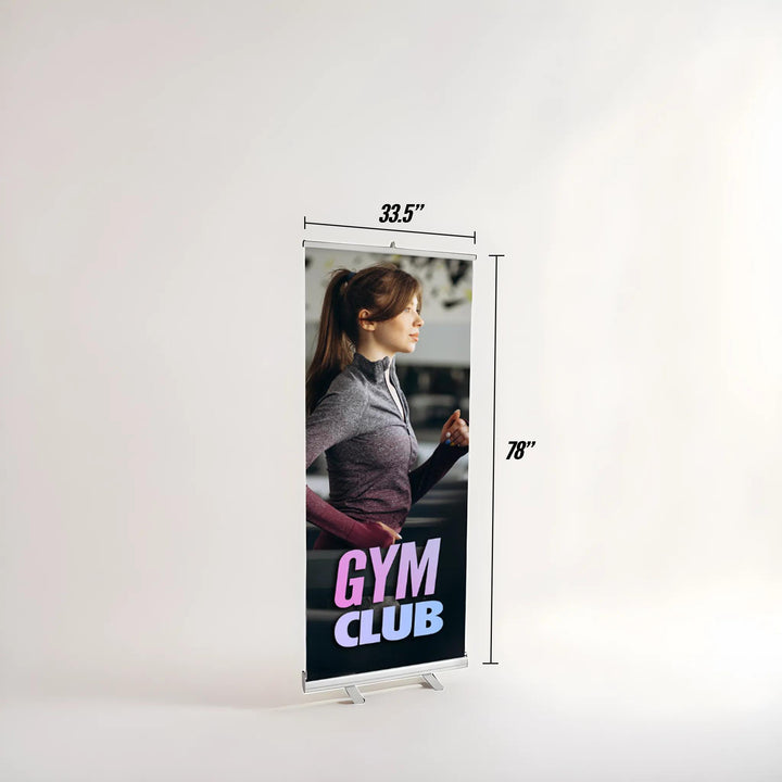Roll-Up Banner Stand 33.5”W x 78”H – Portable & Customizable Trade Show Display #R-004