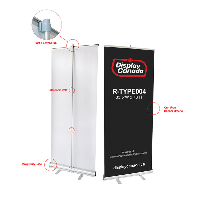 Roll-Up Banner Stand 33.5”W x 78”H – Portable & Customizable Trade Show Display #R-004