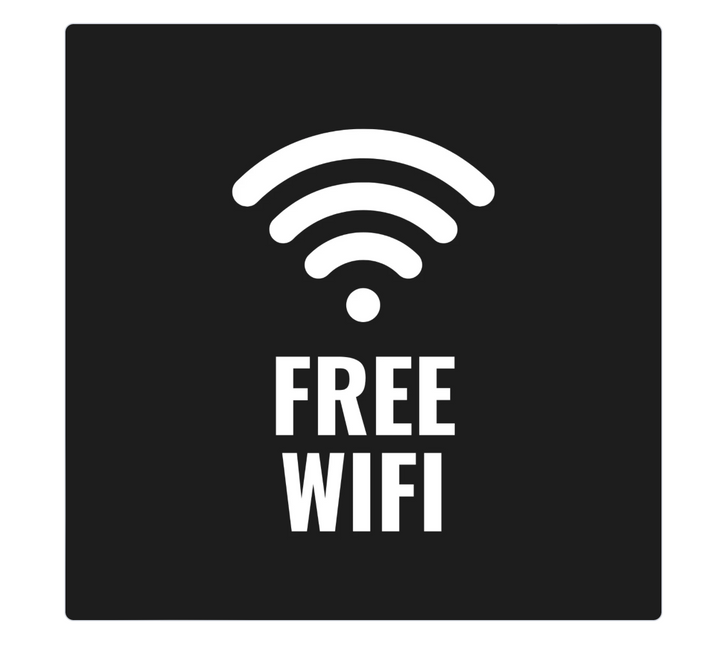 Acrylic WiFi Sign with Wood Base – 6″×8″ Tabletop Guest Wi‑Fi Display – Counter Sign for Cafés, Offices, Airbnb & Small Business