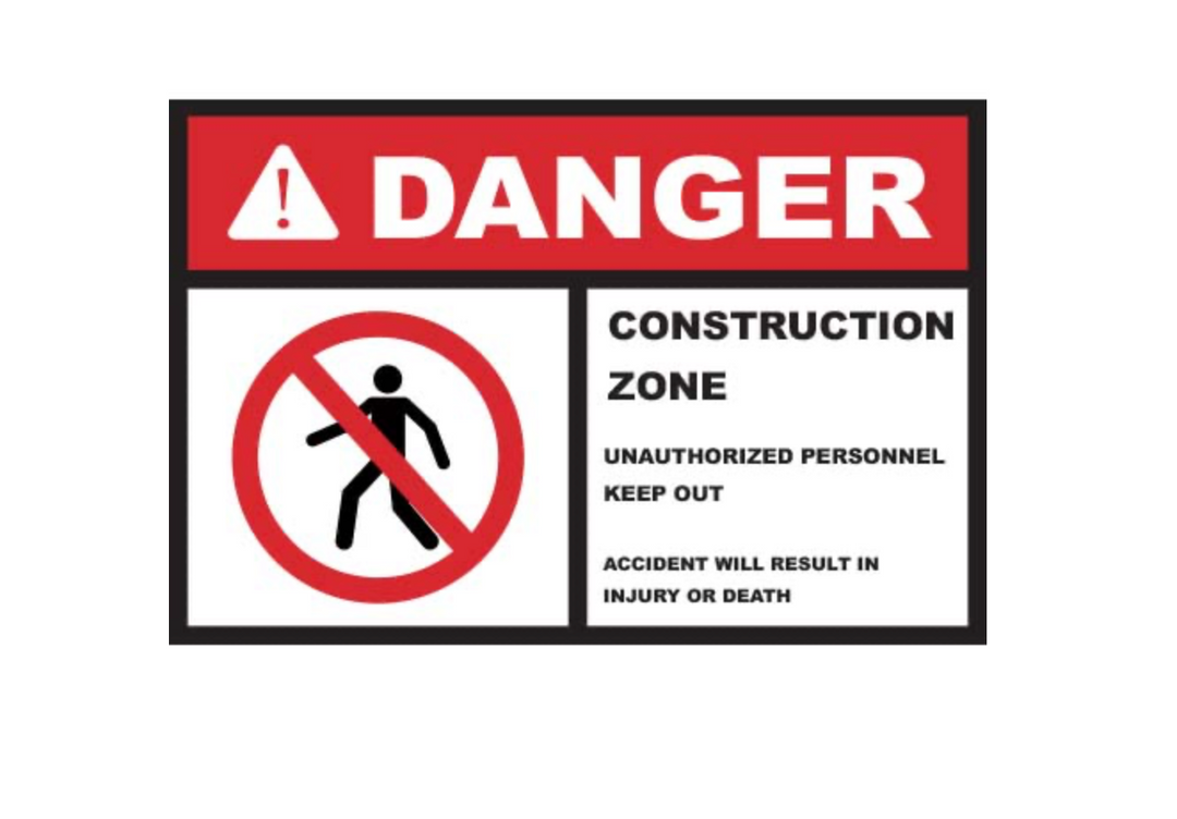 Danger Construction Zone Coroplast Sign – Durable Safety & Construction Signage