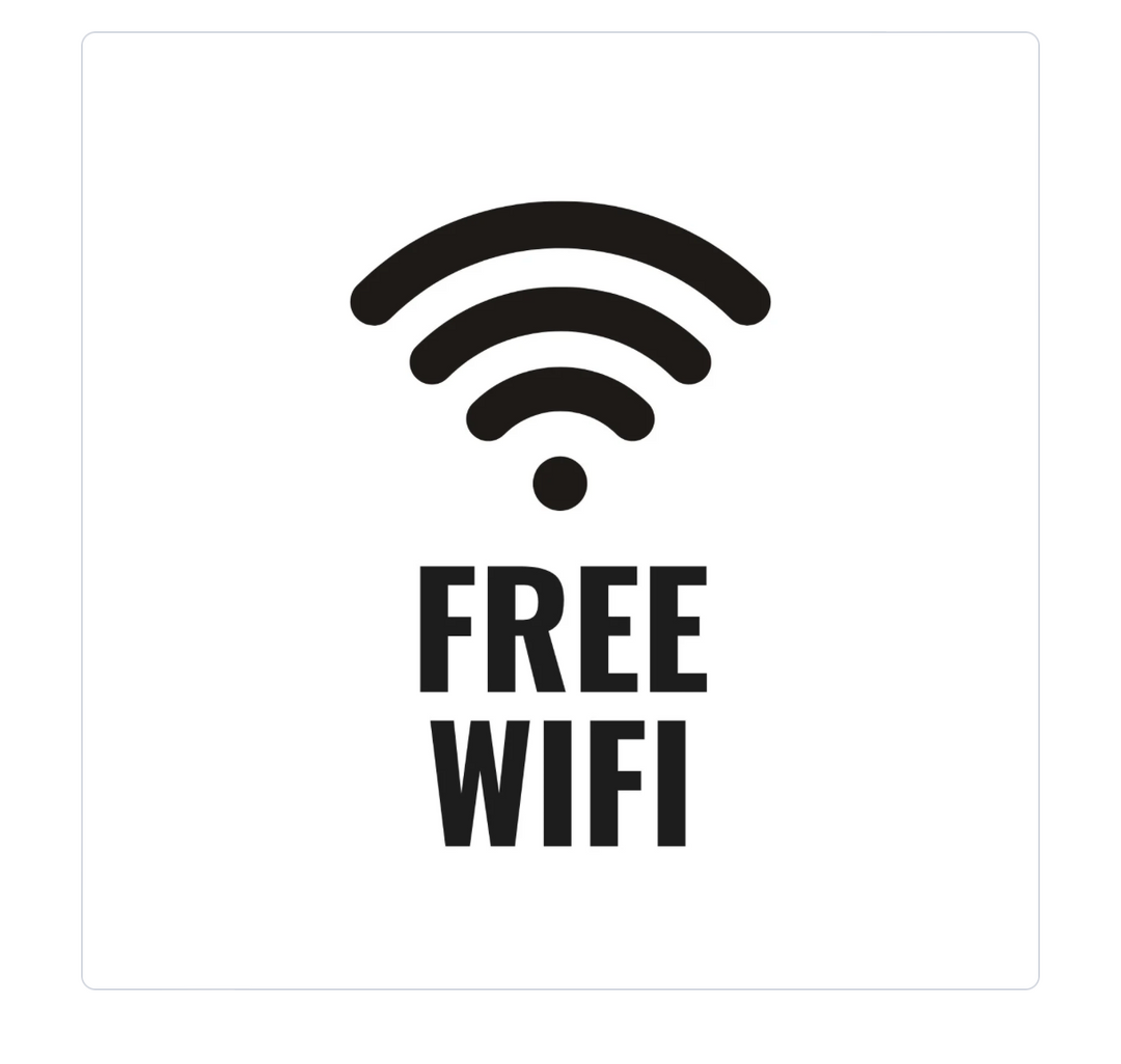 Acrylic WiFi Sign with Wood Base – 6″×8″ Tabletop Guest Wi‑Fi Display – Counter Sign for Cafés, Offices, Airbnb & Small Business