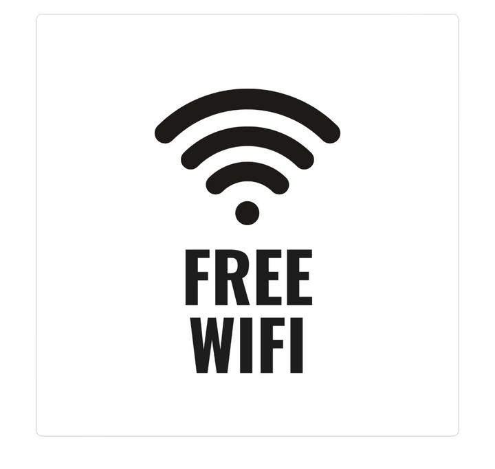 Acrylic WiFi Sign with Wood Base – 6″×8″ Tabletop Guest Wi‑Fi Display – Counter Sign for Cafés, Offices, Airbnb & Small Business