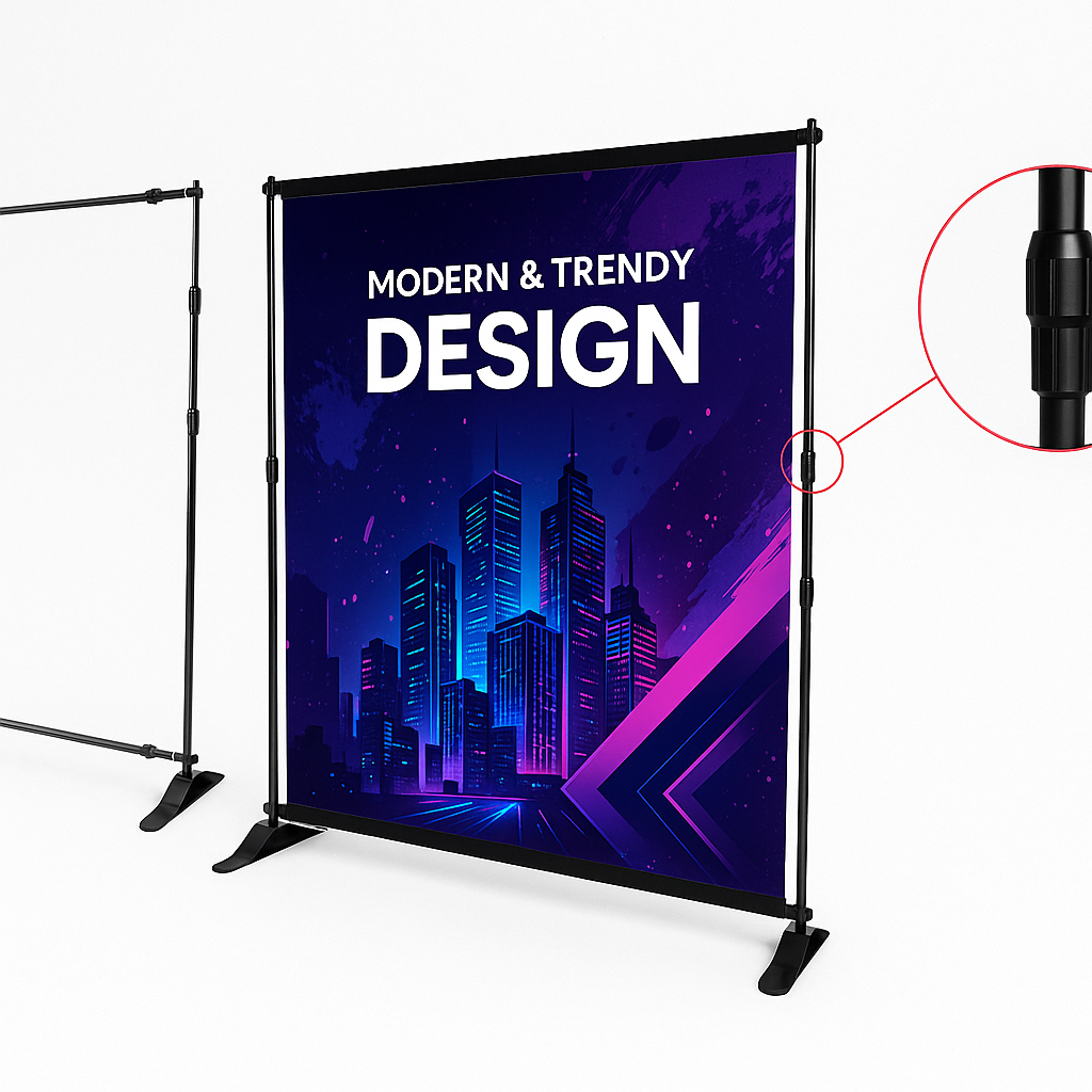 Trade Show Booth Kit – 8x8 Backdrop, Banner, Business Cards & Counter Sign