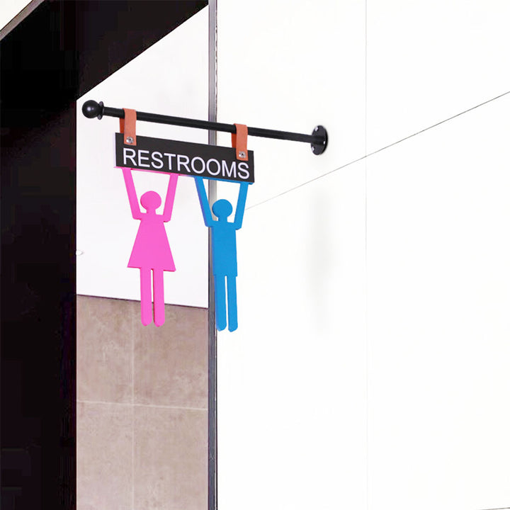Hanging Washroom Sign Bundle – Double-Sided Restroom Sign for Businesses & Public Spaces #WHSB007