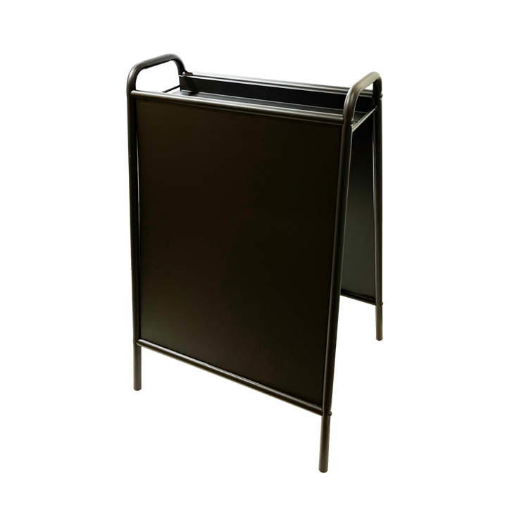 black metal sign stand on transparent background