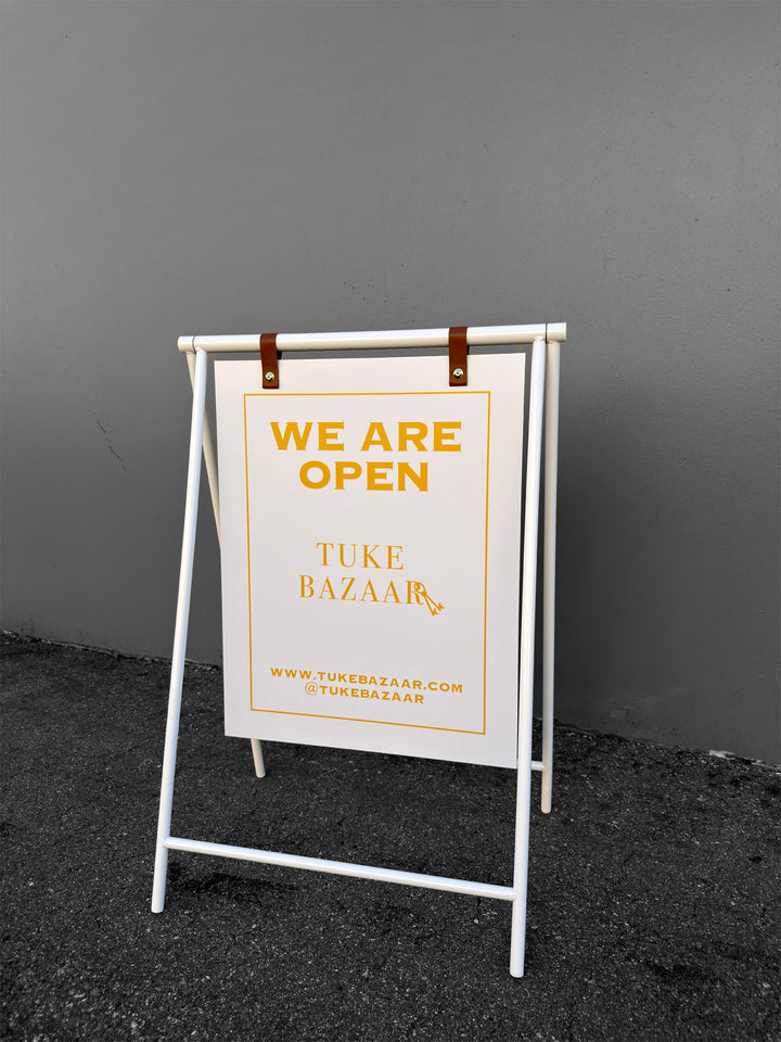 Metal Swing A-Frame Sidewalk Sign with PVC Panel | Double-Sided Outdoor Advertising Sign Stand — 22"W x 28"H