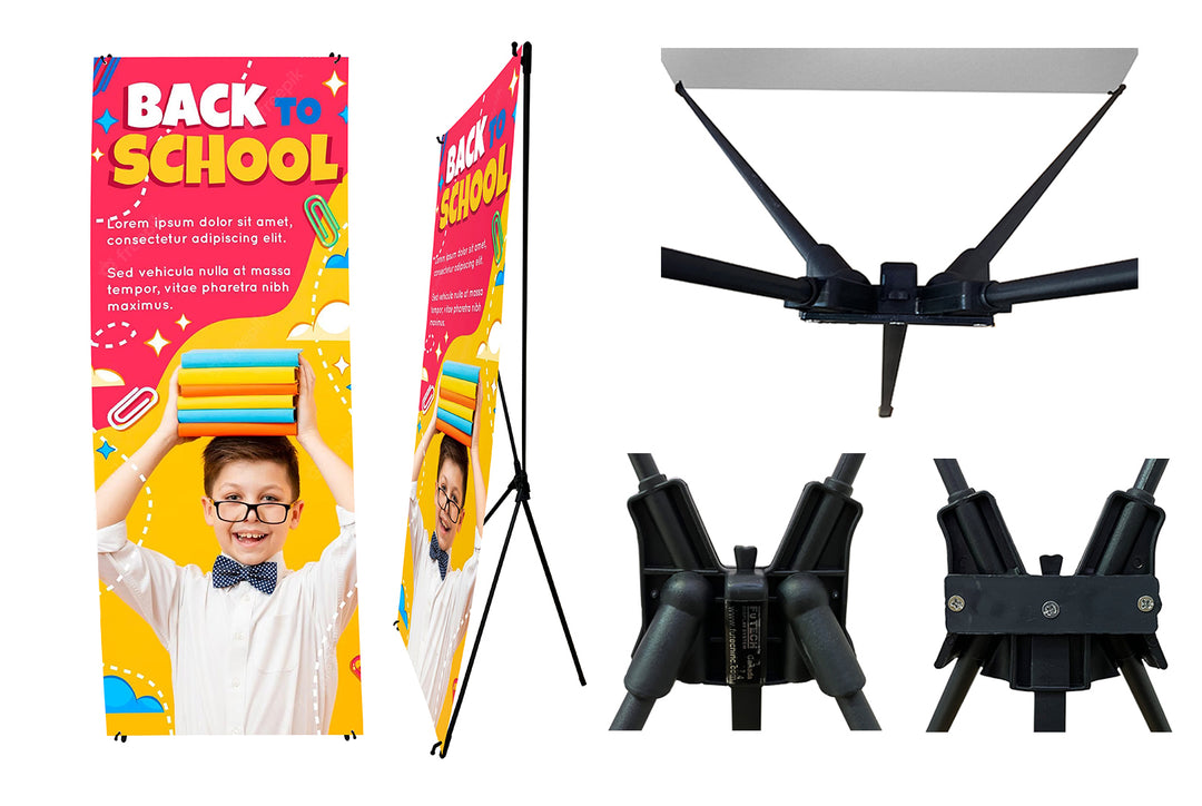 Curl-Free Roll-Up Banner Stand – 24″×62½″ – Includes Sturdy Stand & Carry Case