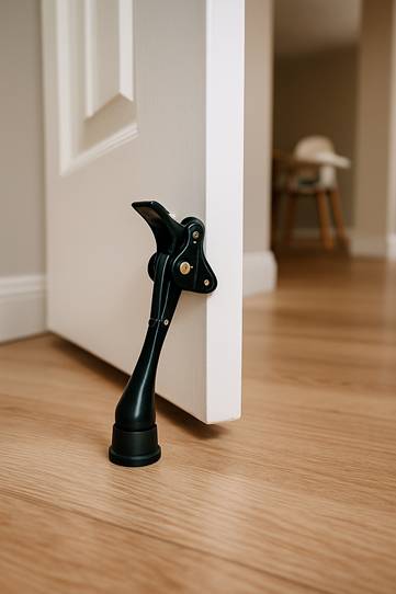 One‑Touch Kick‑Down Door Stop — 4″ Height‑Adjustable Pedal Stopper with Rubber Tip