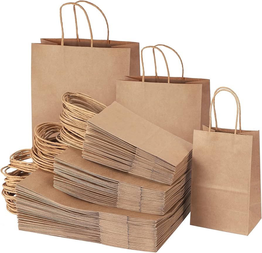 Kraft Paper Bags with Twisted Handles (100-Pack) – Durable Take-Out & Retail Packaging