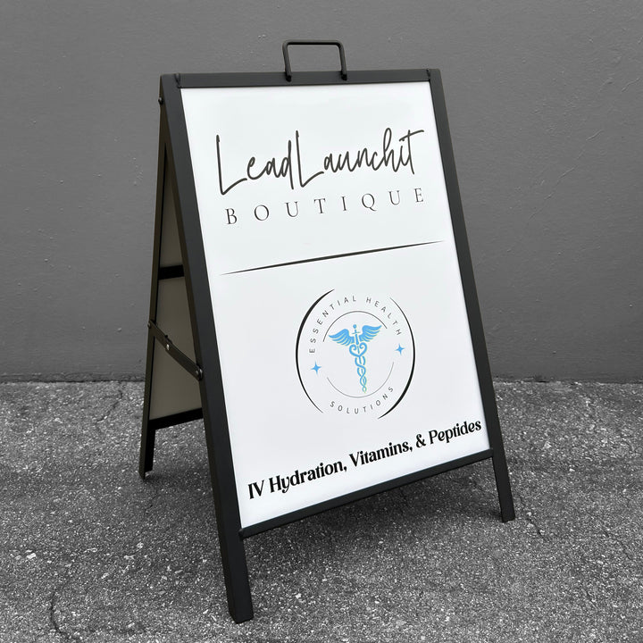 A-Frame 18x24 Black Metal Sidewalk Sign – Durable Outdoor Advertising Display