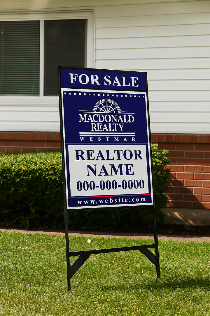 Metal Real Estate Sign Frame – Durable 24"x30" Lawn Sign Holder for Outdoor Marketing #LS001