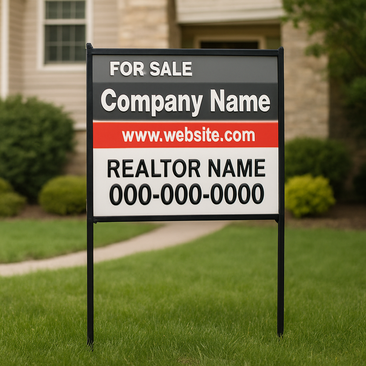 Metal Real Estate Sign Frame – Durable 24"x 16" Lawn Sign Holder for Outdoor Marketing #LS005