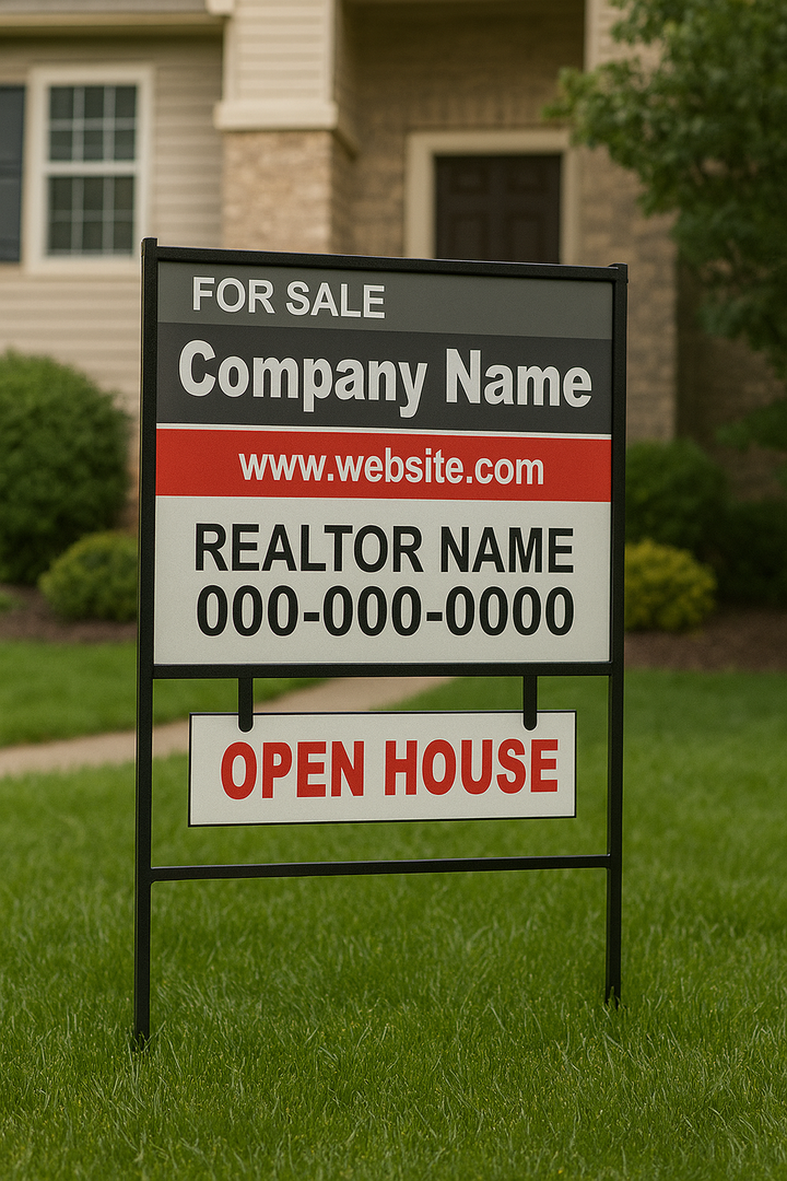 Metal Real Estate Sign Frame – Durable 32"x 24" Lawn Sign Holder for Outdoor Marketing #LS007