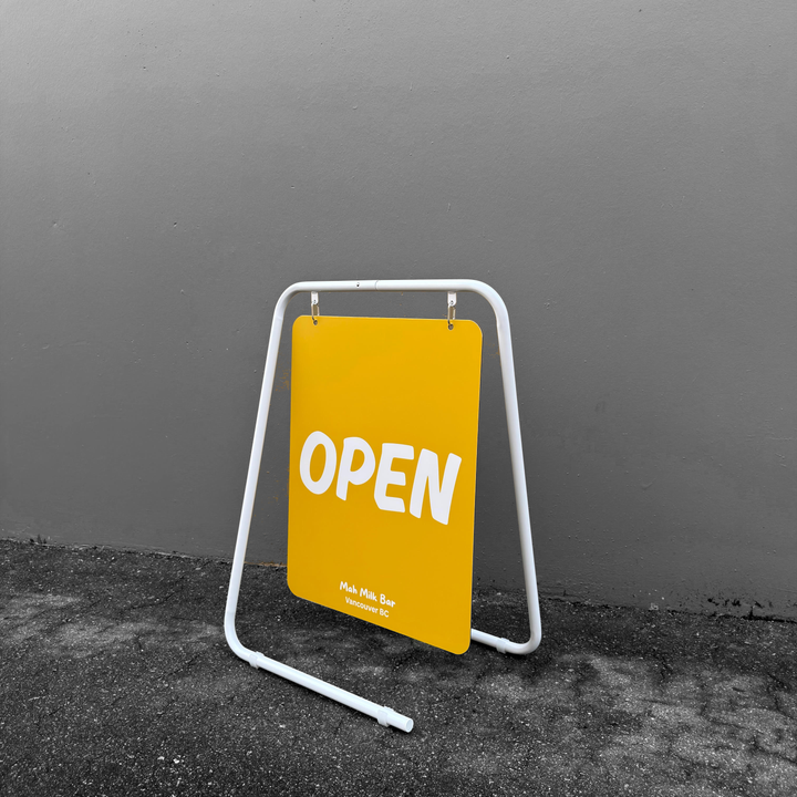 Swing Board Metal A-Frame Sidewalk Sign – Durable Outdoor Advertising Sign - 26"W x 35"H - SW-FRAME003