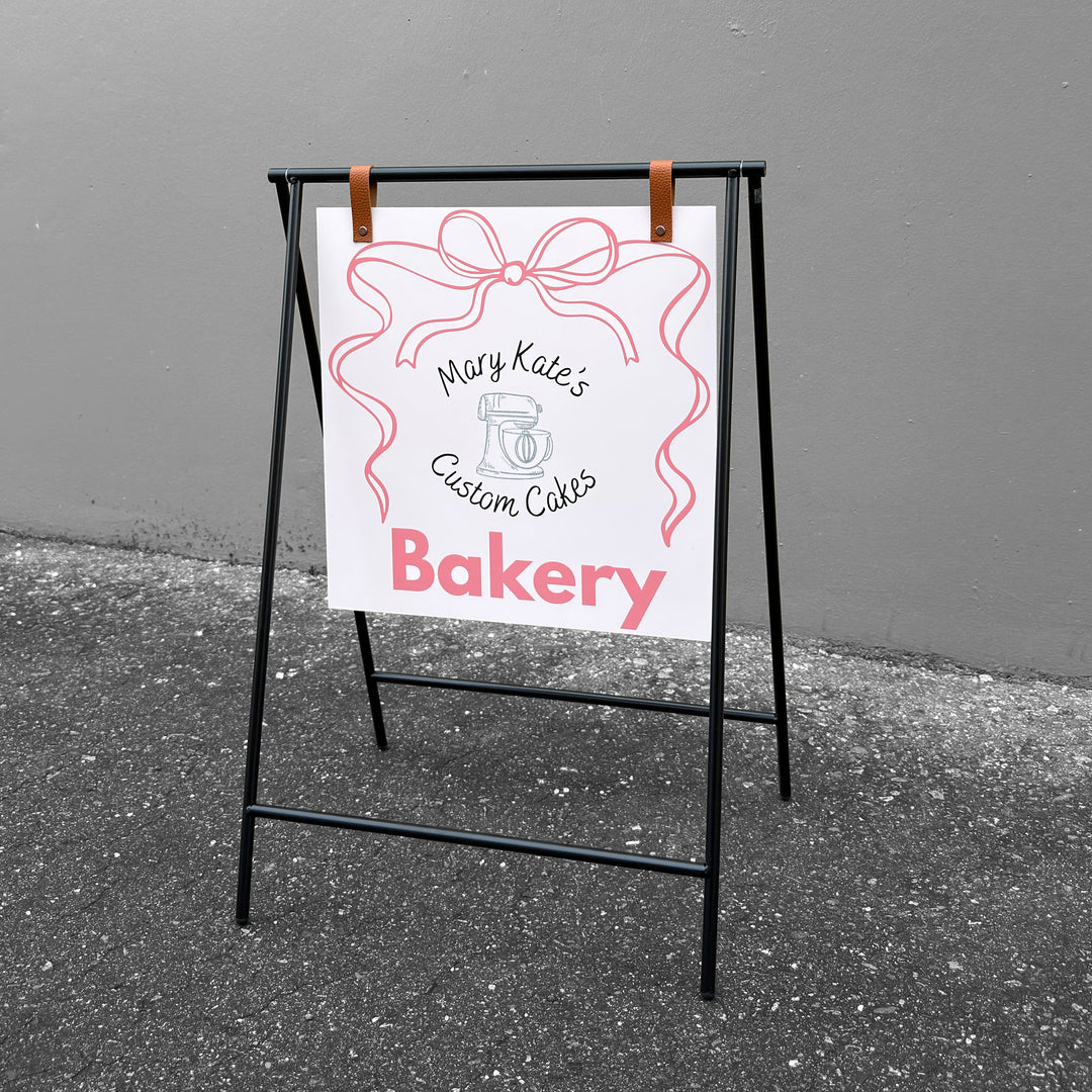 Small Metal A-Frame Sidewalk Sign with PVC Panel – Durable Outdoor Advertising Sign